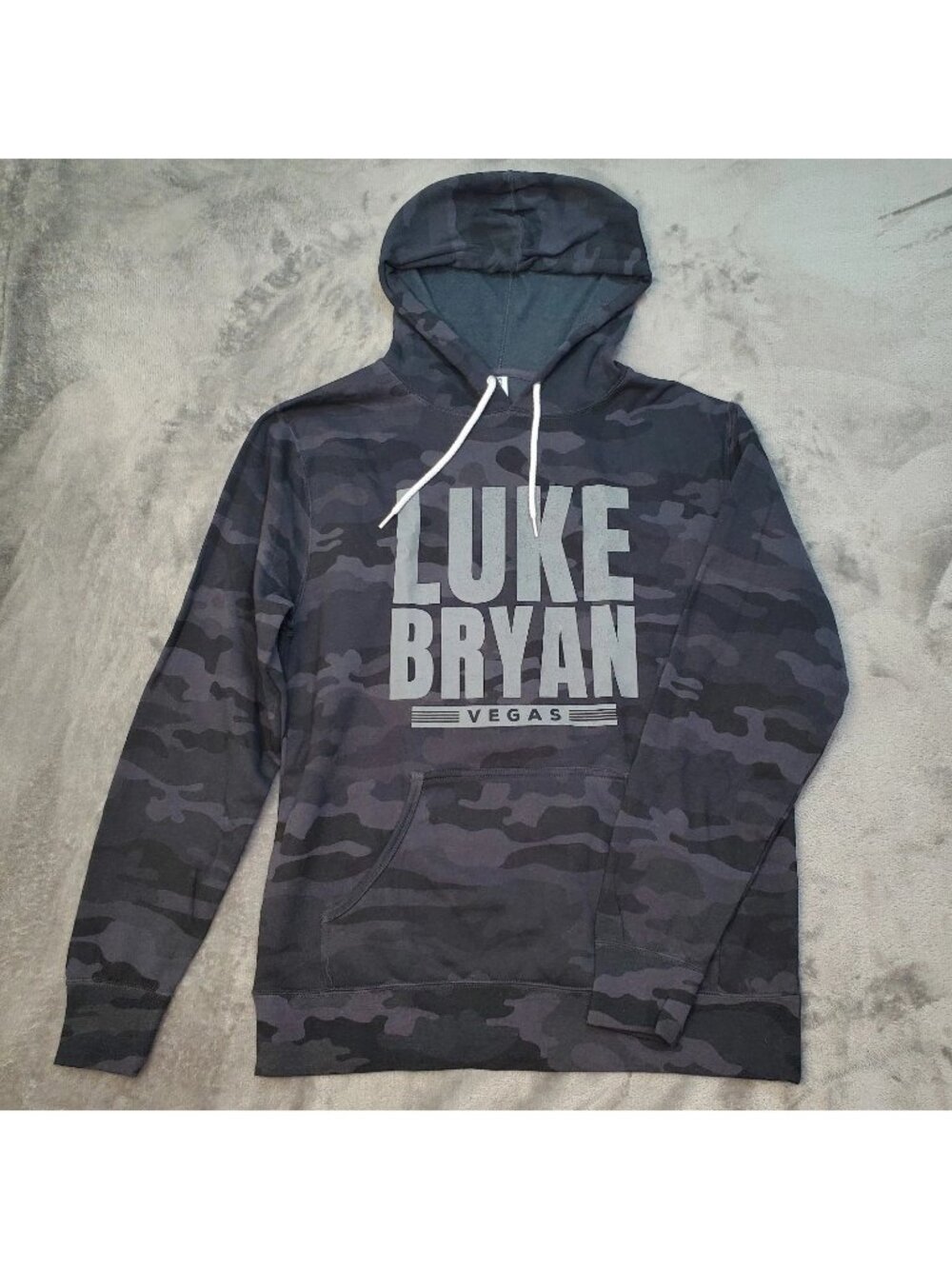 LUKE BRYAN Vegas Womens Size L Hoodie Sweatshirt Black Camo Gym Festival Concert